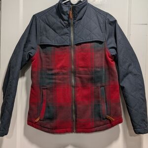 Women's Red and Navy Blue Quilted Jacket